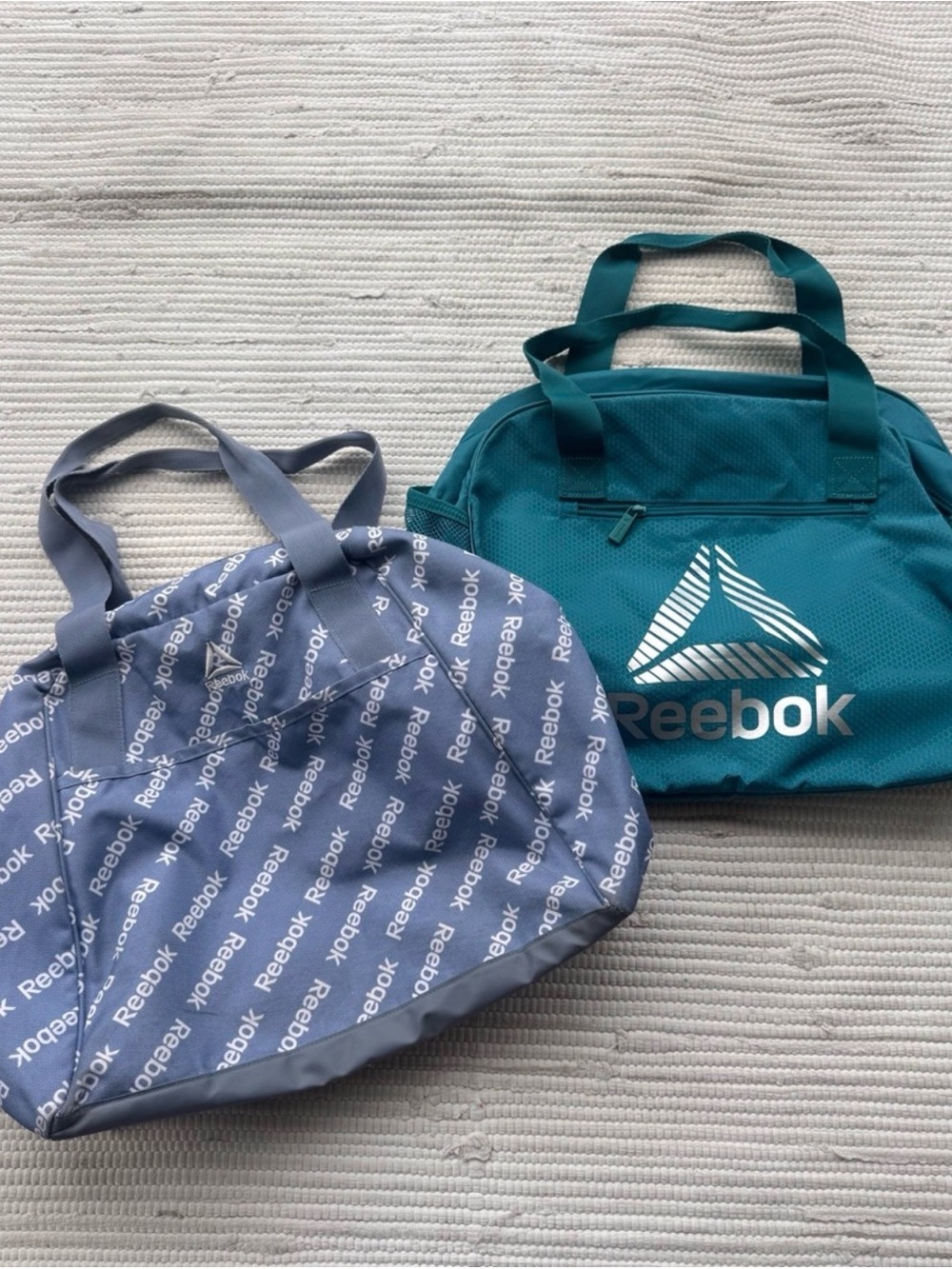 Reebok Gym Bag Bundle Duffle Tote Blue Teal Workout Travel Yoga Carryall